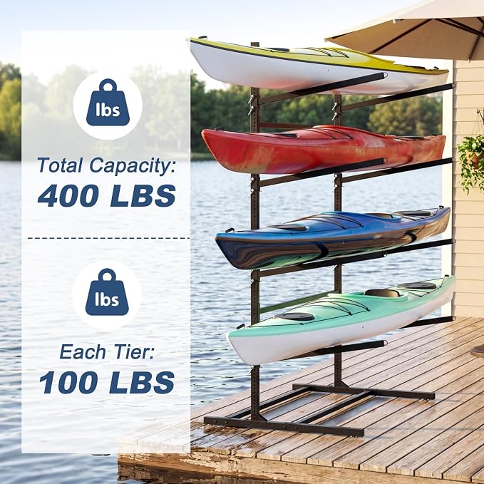 LILYPELLE Kayak Storage Rack, Heavy Duty Kayak Rack, Wall Mount, Freestanding - Image 4