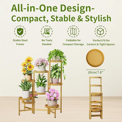 Stand Plants, 8 Tier Metal Tiered Plant Stands Indoor, Corner Flodable Plant - Image 5