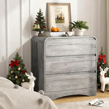 3 Drawer Dressers for Bedroom, Large Modern Dressers by SOLACEFURNITURE