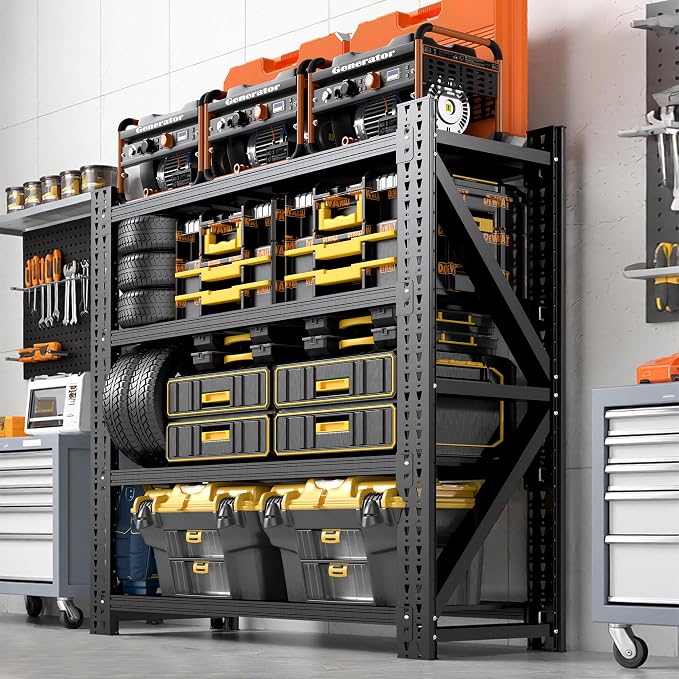 Heavy Duty Garage Storage Shelves, 4-Tier Large Industrial Shelving by BIZOEIRON