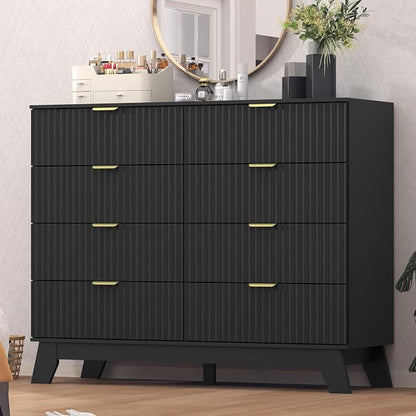 Fluted Dresser for Bedroom, 8 Drawer Dresser for Closet, Storage Cabinet and by Thacuok