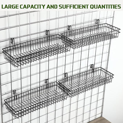 Blulu 4 Pcs 15.75 x 5.91 x 1.97 Inch Metal Grid Wall Baskets - Image 5