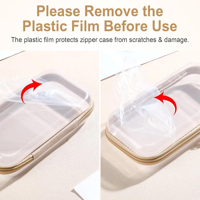 Hoolerry 4 Pcs Hard Clear Zipper Case Makeup Bags Plastic Pencil Pouch - Image 7