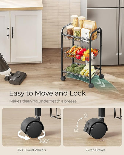 SONGMICS 3-Tier Metal Rolling Cart on Wheels - Image 4