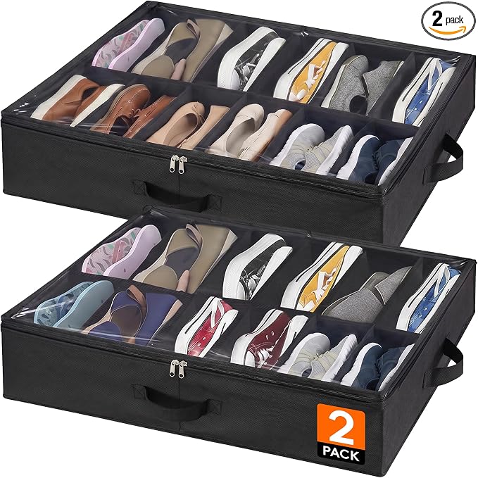 Lifewit Under Bed Shoe Storage Organizer 2 Pack, 4.3 Inches Profile Fabric by Lifewit