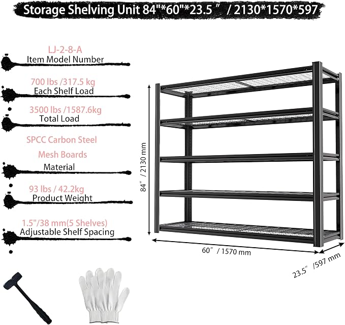 Standing Shelf Units Heavy Duty Storage Rack Industrial Wire Mesh Shelving - Image 3