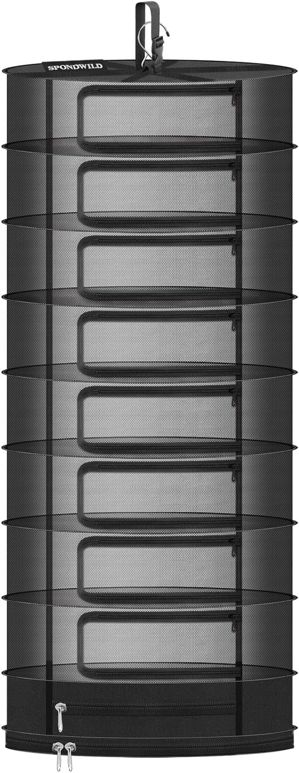 Herb Drying Rack Hanging Mesh, 2ft Diameter 9 Layer Plant Drying Rack by SPONDWILD