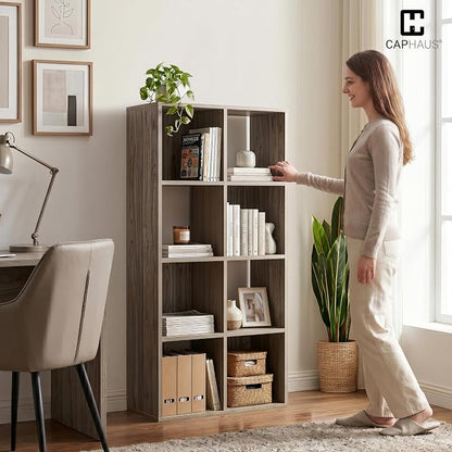 CAPHAUS 8-Cube Storage Organizer Shelf Bookcase, Dark Grey - Image 2