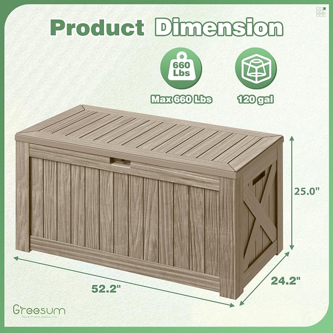 Greesum Outdoor Storage Box 120 Gallon Storage Bin - Image 7