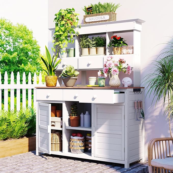 Merax Outdoor Potting Bench, Large Horticulture Work Table Workstation by Merax
