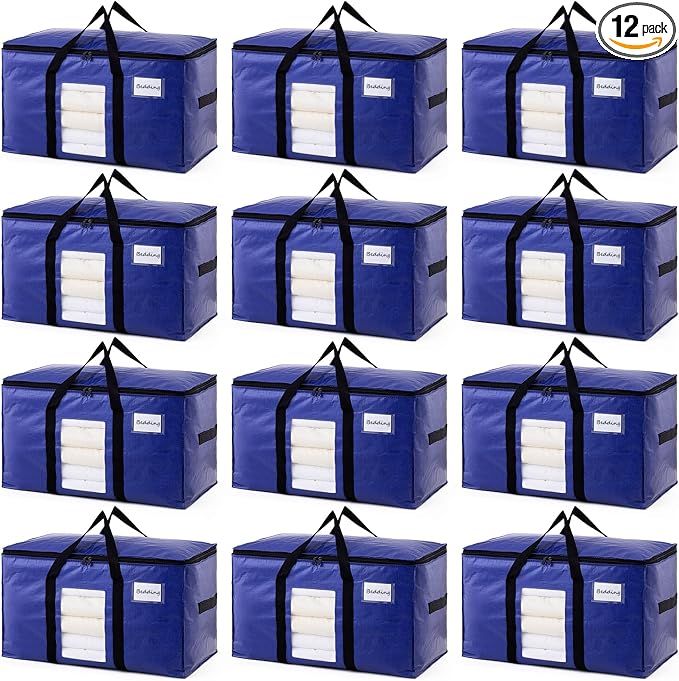 TAILI 12 Pack Dark Blue Extra Large Moving Bags, Heavy Duty Totes by TAILI