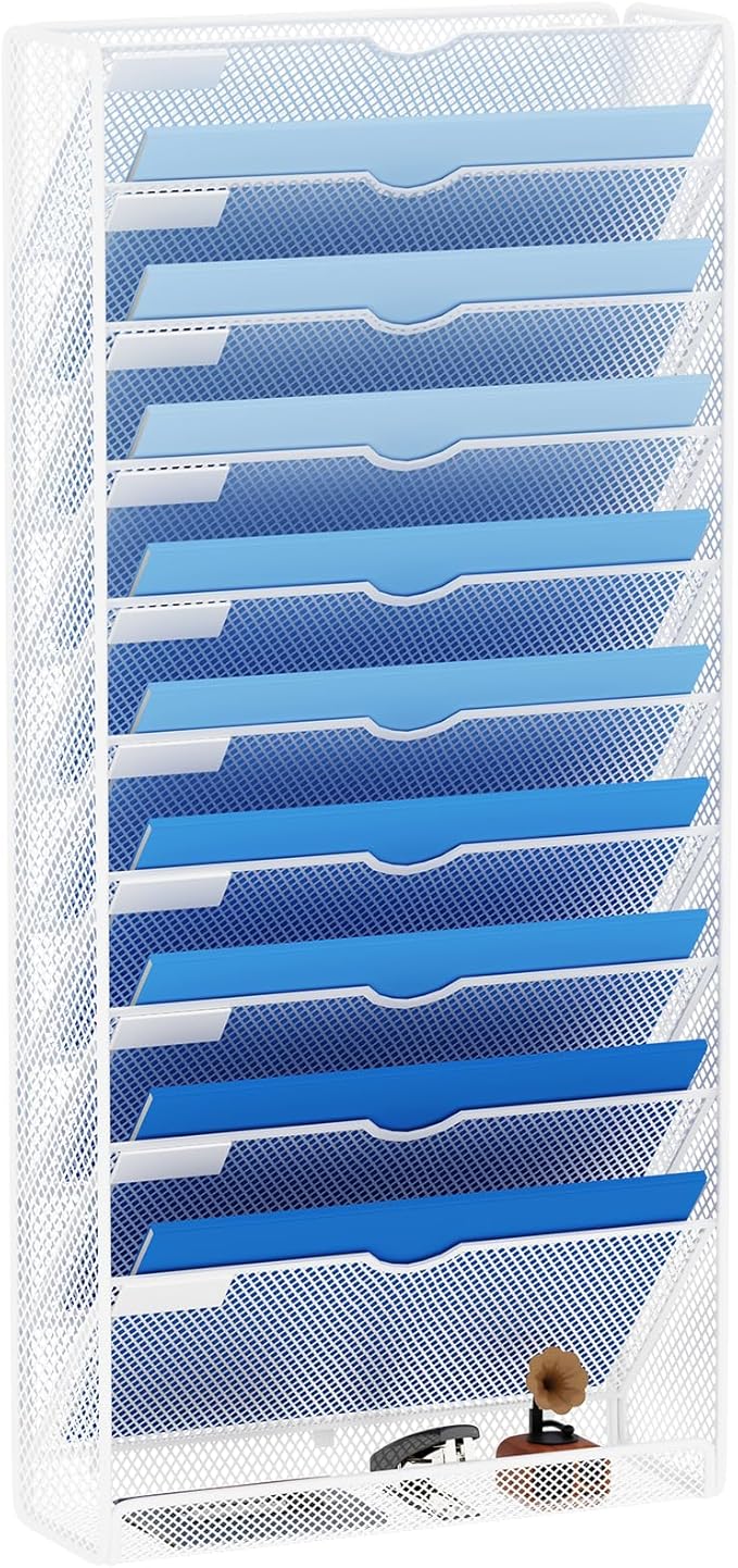 Hanging Wall File Organizer 10 Tier Wall Mounted File Holder Document Wall by GDINDINFAN