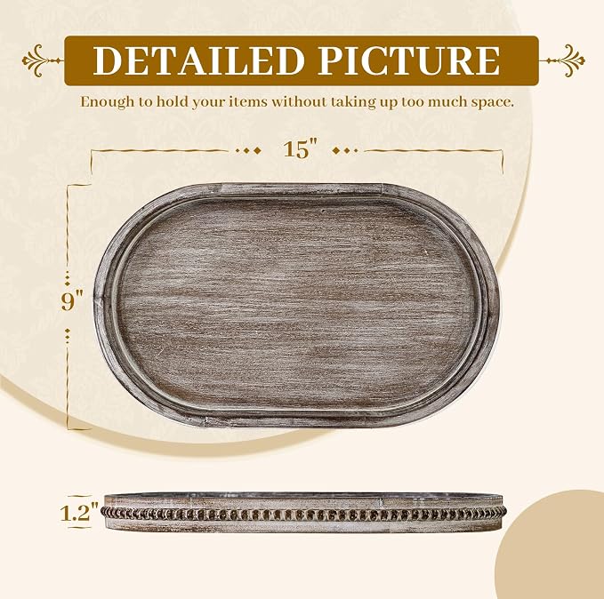 MAONAME Wood Serving Tray, Farmhouse Wooden Tray - Image 2