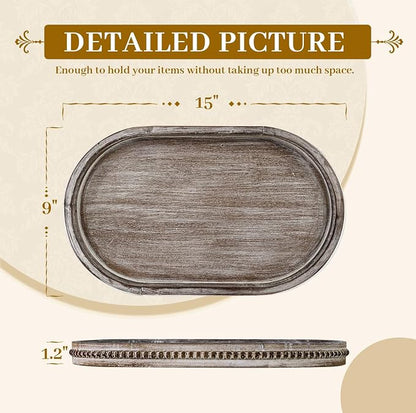 MAONAME Wood Serving Tray, Farmhouse Wooden Tray - Image 2