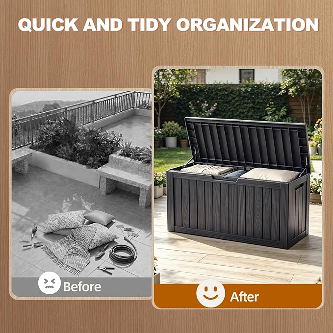 EFU Outdoor Storage Box 140 Gallon Deck Box Lockable UV Resistance Waterproof - Image 4