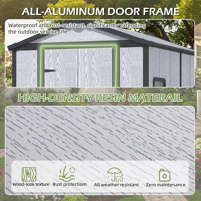 4 x 6 FT Plastic Outdoor Storage Shed, All-Weather Resin Tool Shed - Image 6