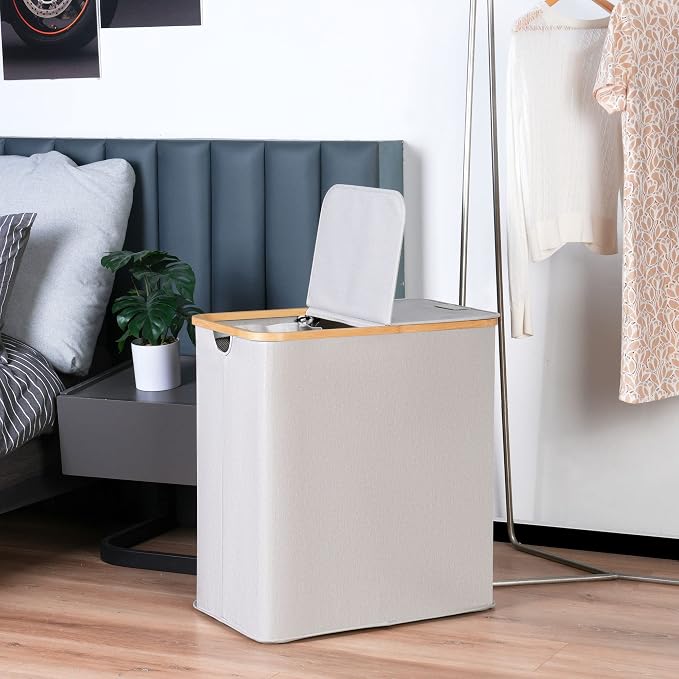 efluky Laundry Hamper with Lid, Double Laundry Hamper with 2 Removable Bags - Image 7