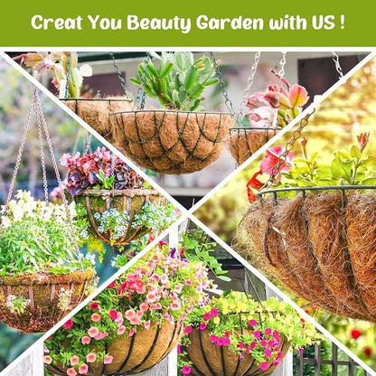 6 Pack 10 Inch Hanging Basket Coco Liners Replacement, 100% Natural Round - Image 6