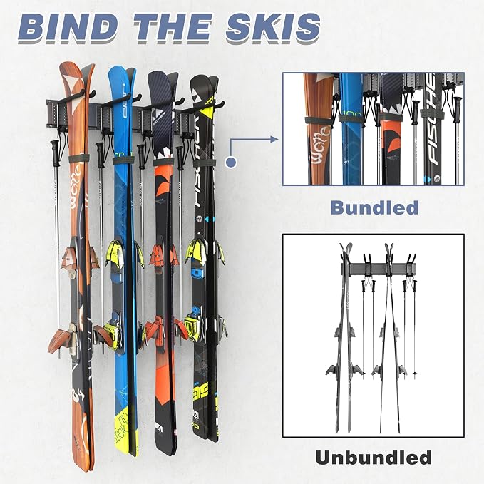 WALMANN Garage Storage Organization System Ski Wall Rack Up to 10 Pairs of Skis - Image 7