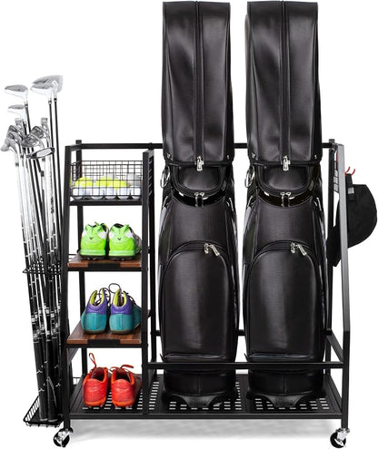 Golf Bags Storage Garage Organizer, Golf Bag Rack Fits 2/3 Golf Bags and Golf by Sttoraboks