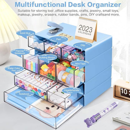 Desk Storage Organizer with 9 Drawers, 4 Tiers Stackable Desktop Craft Storage - Image 5