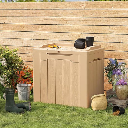 Patiolife 30 Gallon Resin Deck Box, Small Outdoor Storage - Image 2