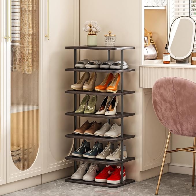 SORCEDAS Shoe Rack Vertical Shoe Shelf Narrow Tall Storage - Image 2