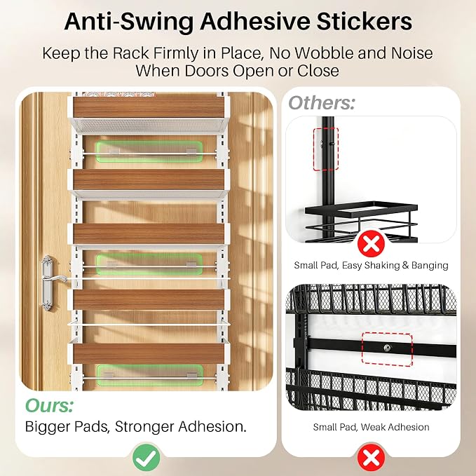 SNTD 8 Tiers Wooden Over the Door Organizer, Walnut | Pantry Door Organizers - Image 6