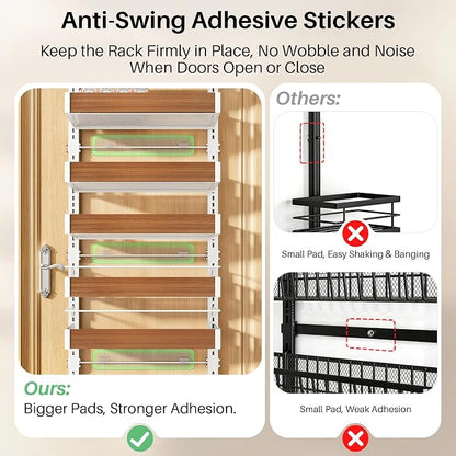 SNTD 8 Tiers Wooden Over the Door Organizer, Walnut | Pantry Door Organizers - Image 6