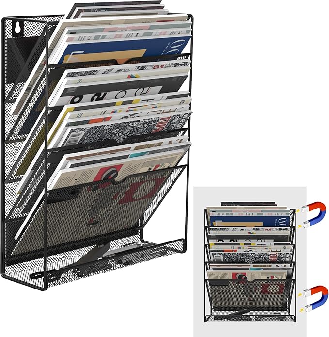 6-Tier Magnetic File Holder, No Drilling Installation File Cabinet Organizer by LQPAFZ