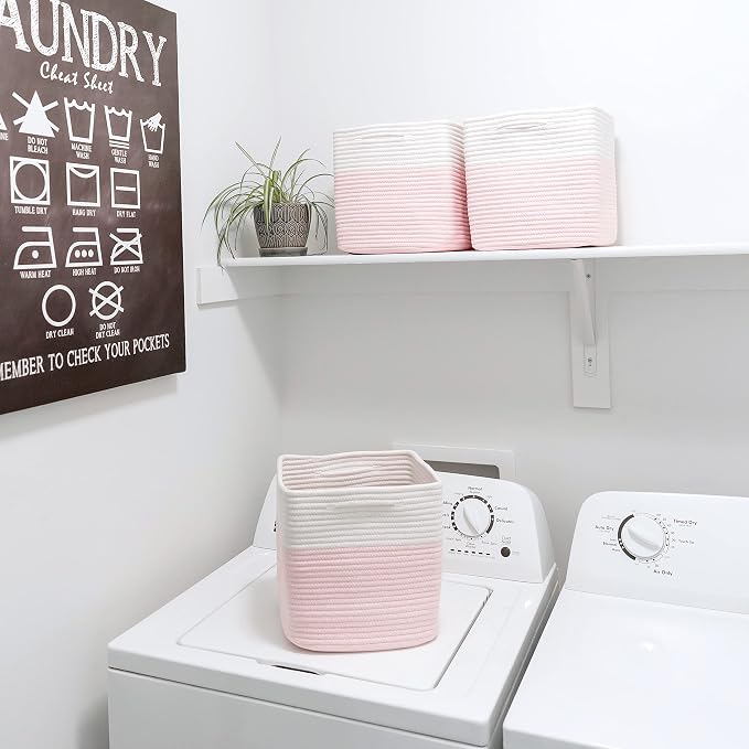 NaturalCozy 13 Inch Cube Storage Bins Cotton Rope Woven Baskets - Image 9