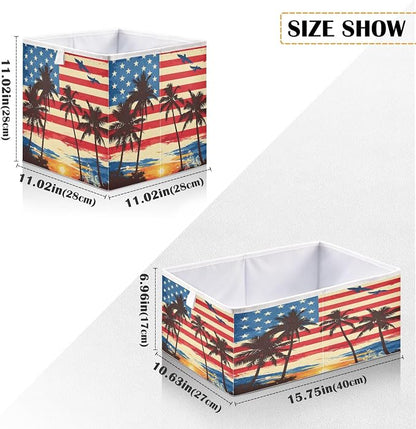 American Flag Coconut Tree Closet Organizers Storage Cubes Storage Bins Shelf - Image 3