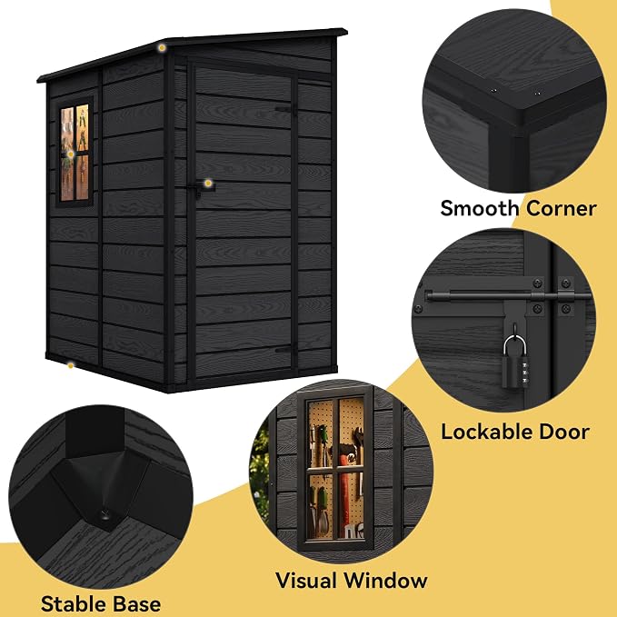 DWVO 5x4 FT Resin Outdoor Storage Shed - Image 3