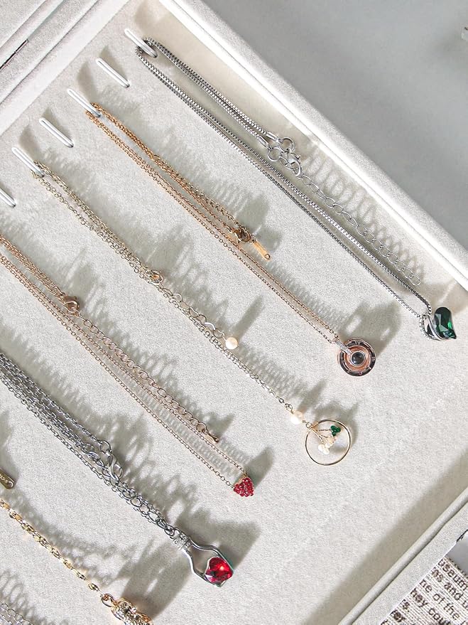 Coward 20 Hooks Necklace Organizer Jewelry Box, Dustproof Necklace Display - Image 4