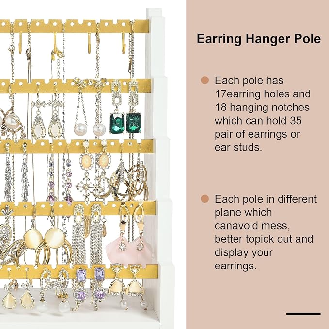 Pinzoveco Earring Organizer, 5 Layer Earring Holder Organizer - Image 4