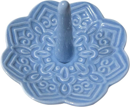 Ceramic Blue Mandala Ring Holder Decorative Jewelry Holder/Trinket Tray by RUIMIC