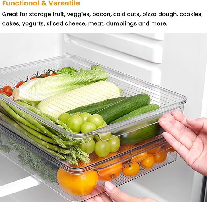 vacane Stackable Freezer Organizer, Flat Produce Saver Sliced Cheese Container - Image 3