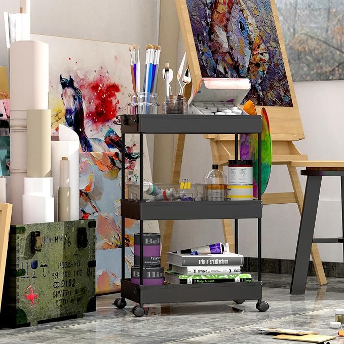 SPACEKEEPER Rolling Storage Cart 3 Tier Bathroom Cart Organizers - Image 6