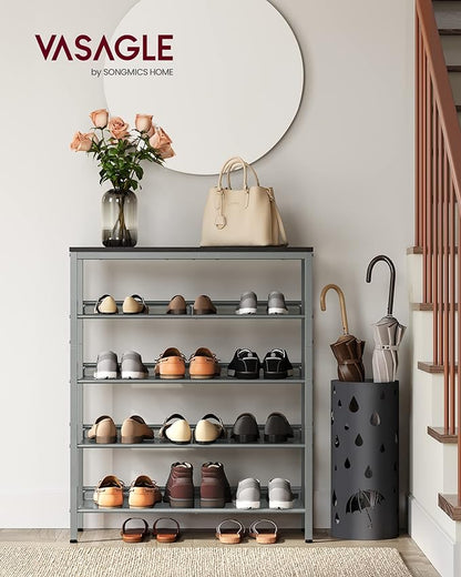 VASAGLE Shoe Rack for Entryway, Freestanding, Adjustable, Industrial | 5-Tier - Image 2