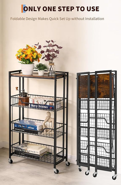 GarveeHome Large 4-Tier Foldable Kitchen Storage Shelf | No Assembly Required - Image 3