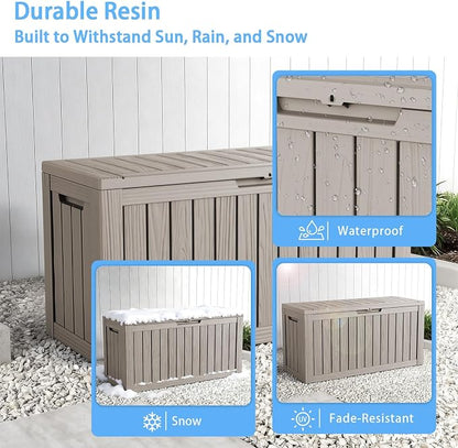 85 Gallon Outdoor Deck Box, Resin Waterproof Storage Box - Image 7