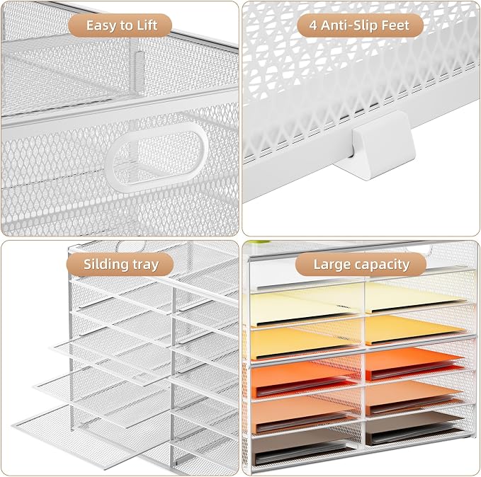 Marbrasse 7 Tier Desktop Literature Organizer, Mesh Paper Organizer Desk - Image 4