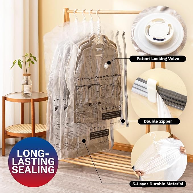 Hanging Vacuum Storage Bags For Clothes - Image 4
