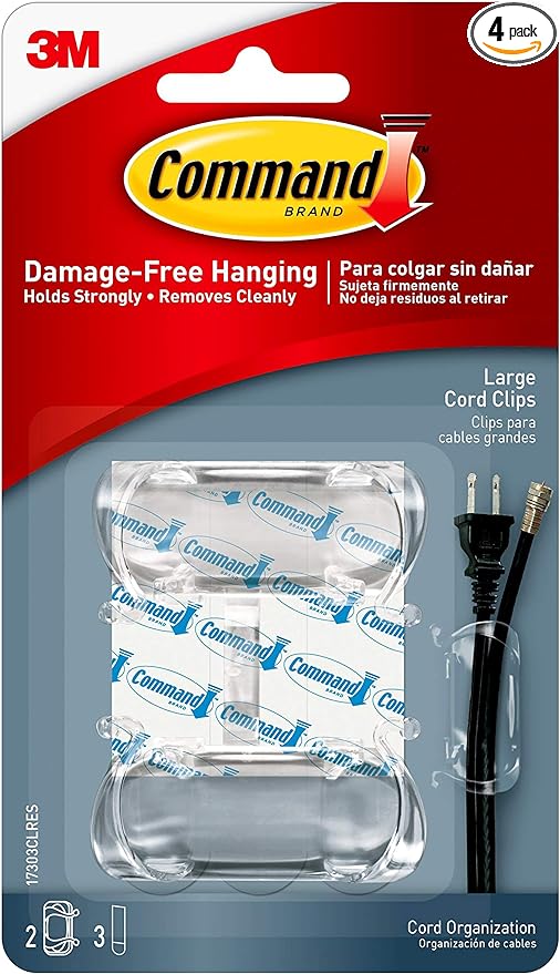 Command Large Cord Clips, Organize Damage-Free, 8-Clips Total by Unknown