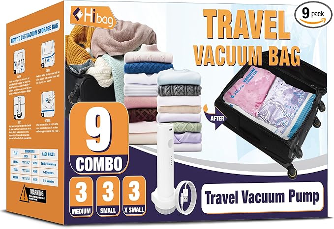 Travel Vacuum Bags with Electric Pump, Vacuum Travel Bags by HIBAG
