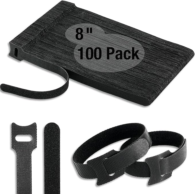 100 PCS 8-Inch Cable Ties, Reusable Cable Management, Under Desk Cord Organizer by Unknown