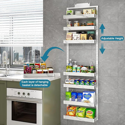 bukfen Over the Door Pantry Organizer, 8-Tier Adjustable Basket Kitchen Pantry - Image 4