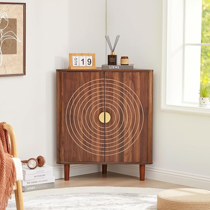 Small Corner Storage Cabinet, Modern Freestanding Floor Cabinet by YZRSTY