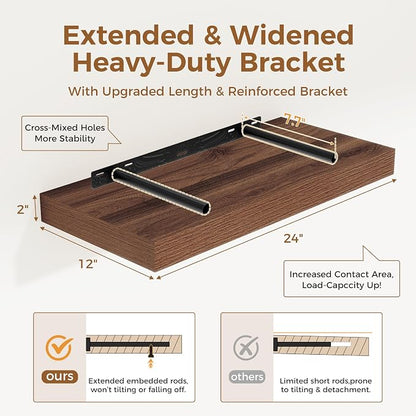 12 Inch Deep Floating Shelves, 24 x 12 Floating Shelf - Image 3