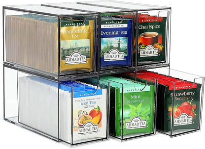 6 Tea Bag Organizer and Storage, Acrylic Tea Bag Holder Organizer, Plastic Tea by LANLISA